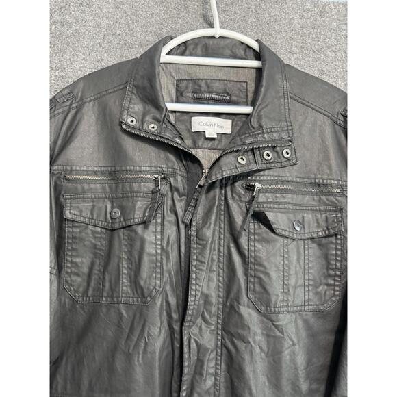 Calvin Klein Black Motorcycle Riding Bomber Jacket Mens 2XL Moto Biker Y2K - Picture 4 of 14